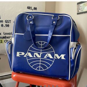 PanAm Duffle Carry Bag - Midnight Blue - Shoulder Purse - Carryon Bag - Y2K -